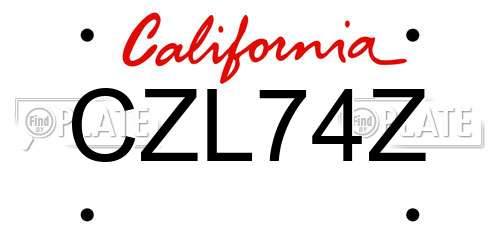 CZL74Z California License Plate