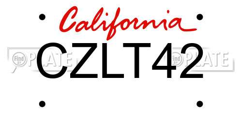 CZLT42 California License Plate