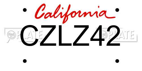 CZLZ42 California License Plate