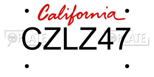 CZLZ47 California License Plate