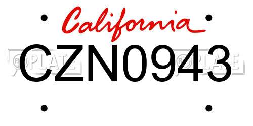 CZN0943 California License Plate