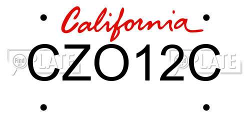 CZO12C California License Plate