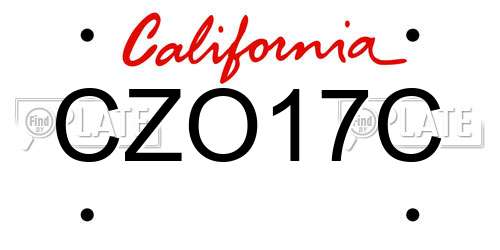 CZO17C California License Plate