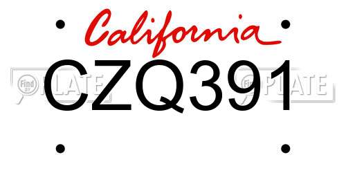 CZQ391 California License Plate