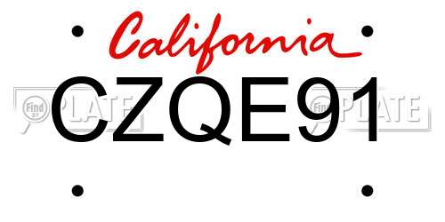 CZQE91 California License Plate