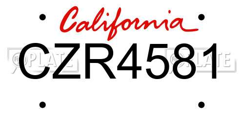 CZR4581 California License Plate