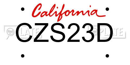 CZS23D California License Plate