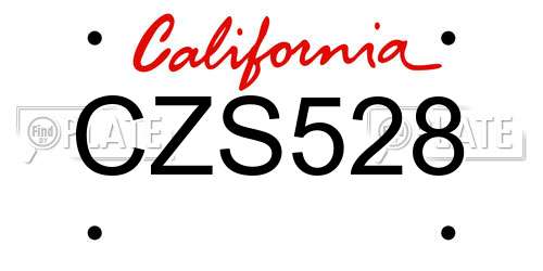 CZS528 California License Plate