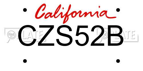 CZS52B California License Plate