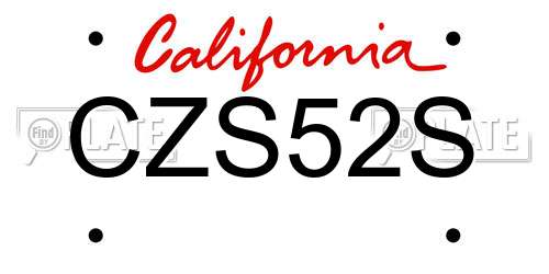 CZS52S California License Plate