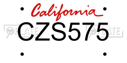 CZS575 California License Plate