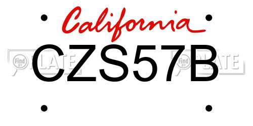 CZS57B California License Plate