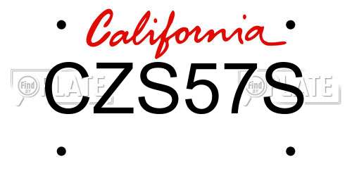 CZS57S California License Plate