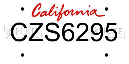 CZS6295 California License Plate
