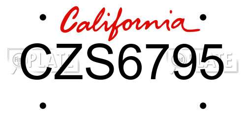 CZS6795 California License Plate