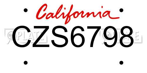 CZS6798 California License Plate