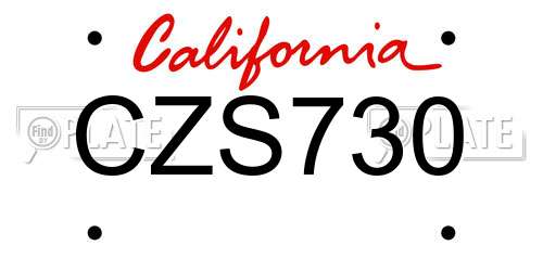 CZS730 California License Plate
