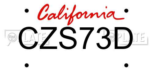 CZS73D California License Plate