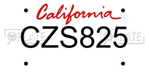 CZS825 California License Plate