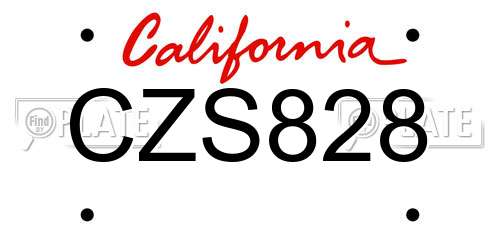 CZS828 California License Plate