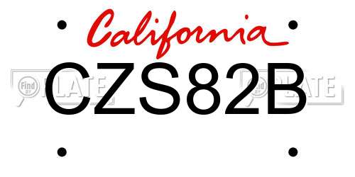CZS82B California License Plate