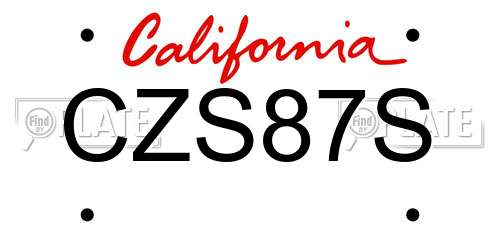 CZS87S California License Plate