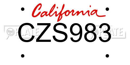 CZS983 California License Plate