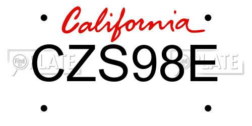 CZS98E California License Plate