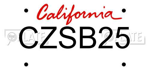 CZSB25 California License Plate