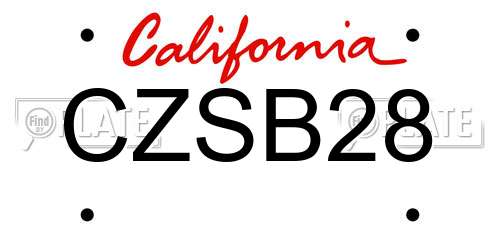 CZSB28 California License Plate