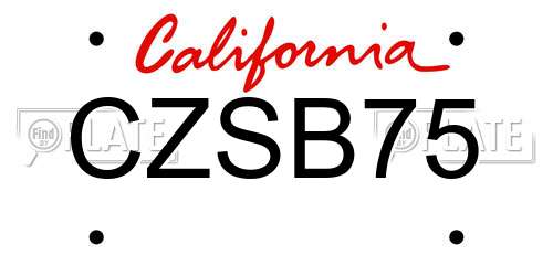 CZSB75 California License Plate