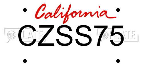 CZSS75 California License Plate