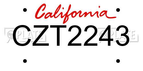 CZT2243 California License Plate