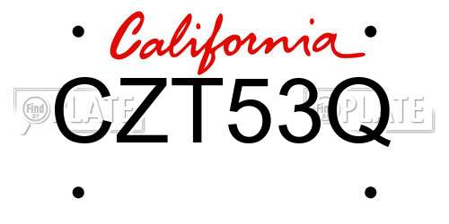 CZT53Q California License Plate