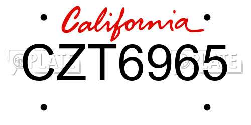 CZT6965 California License Plate