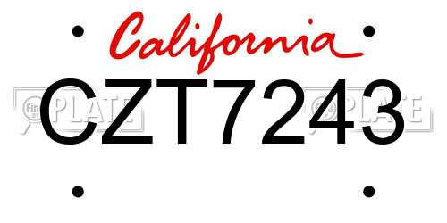 CZT7243 California License Plate