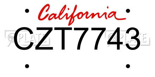 CZT7743 California License Plate