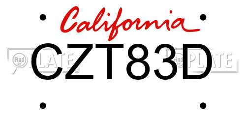 CZT83D California License Plate