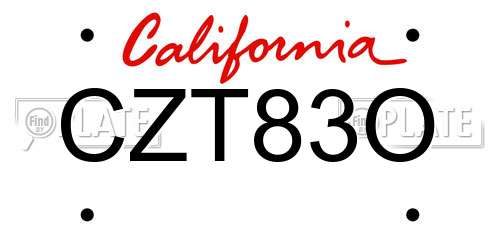 CZT83O California License Plate