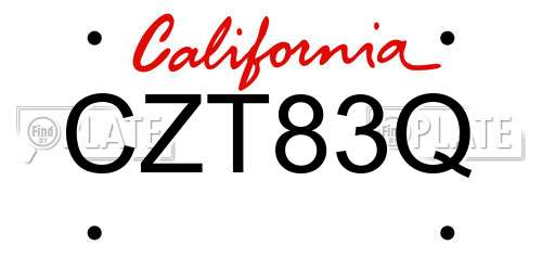 CZT83Q California License Plate