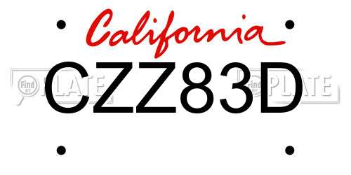 CZZ83D California License Plate