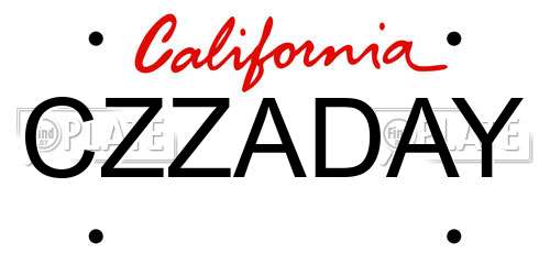 CZZADAY California License Plate