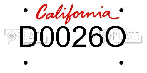 D0026O California License Plate