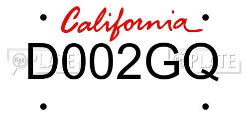 D002GQ California License Plate