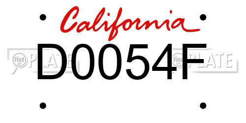 D0054F California License Plate