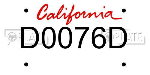 D0076D California License Plate