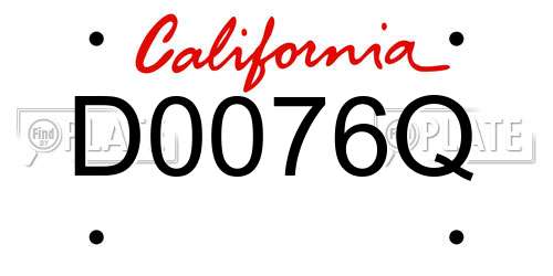D0076Q California License Plate