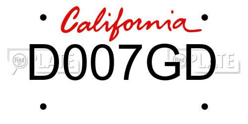 D007GD California License Plate