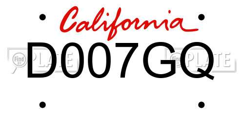 D007GQ California License Plate