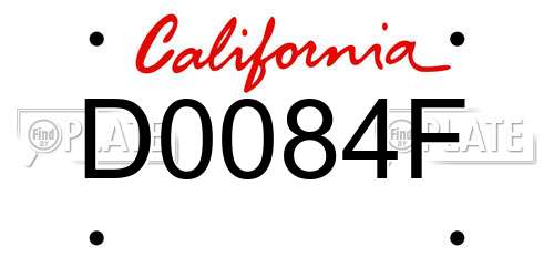 D0084F California License Plate